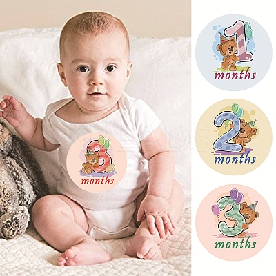 1~12 Months Number Themes Baby Milestone Stickers DIY-H127-B12-1