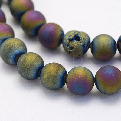 Electroplate Natural Druzy Agate Beads Strands G-G708-6mm-07-1