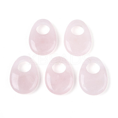 Natural Rose Quartz Large Hole Pendants G-N348-06B-02-1