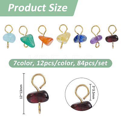 84Pcs 7 Color Natural Gemstone Connector Charms PALLOY-FH00127-1