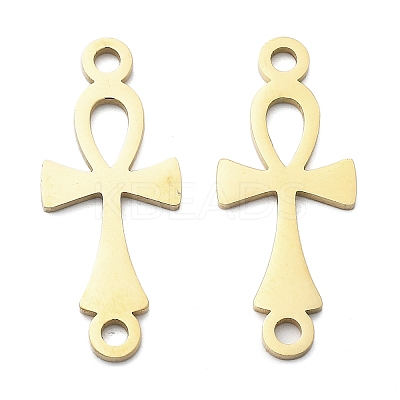 304 Stainless Steel Religion Ankh Cross Links Connector Charms STAS-S153-01G-1