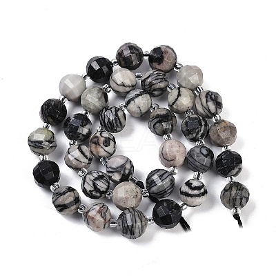 Natural Black Netstone Beads Strands G-G182-B08-05-1