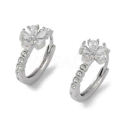 Flower Glass Hoop Earrings EJEW-L292-019P-1