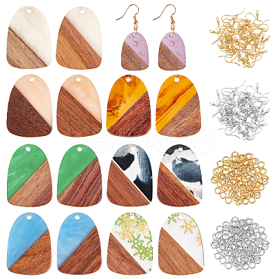 DIY 8 Pairs Teardrop Wood Earring Makings DIY-FH0002-01-1