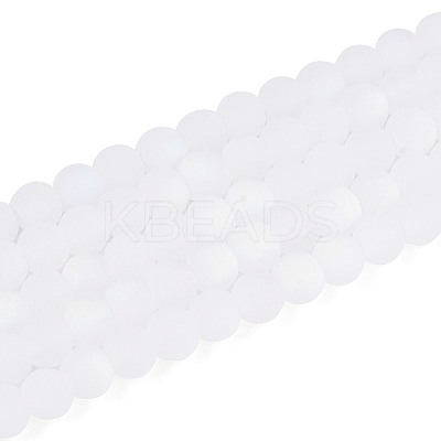 Frosted Imitation Jade Glass Beads Strands GLAA-T032-J4mm-MBB01-1