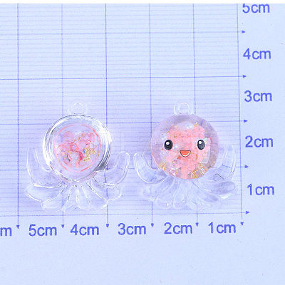 Luminous Transparent Resin Octopus Cabochons LUMI-PW0004-027B-1