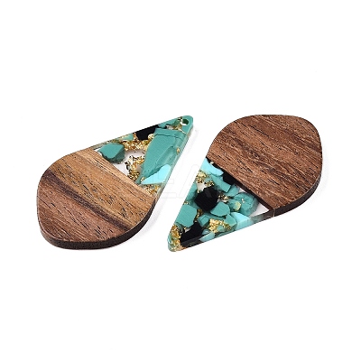 Transparent Resin and Walnut Wood Pendants RESI-T057-06J-1