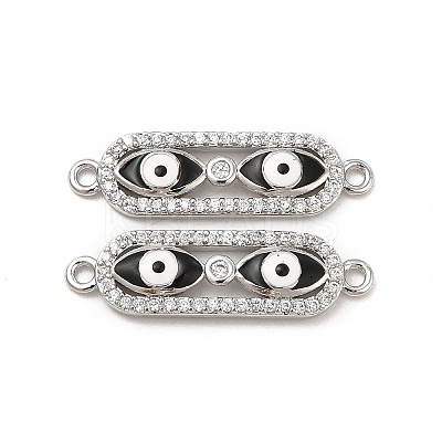 Brass Micro Pave Clear Cubic Zirconia Connector Charms with Enamel KK-E068-VB397-2-1