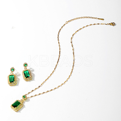 Brass Micro Pave Cubic Zirconia Jewelry Sets for Women CT9369-2-1