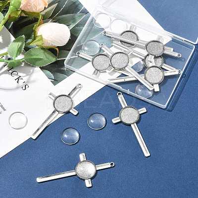 9Pcs Tibetan Style Alloy Cross Pendant Cabochon Settings DIY-FS0009-48-1