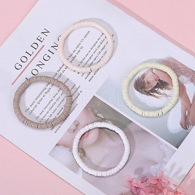 Polymer Clay Heishi Surfer Stretch Bracelets Set BJEW-SW00127-1