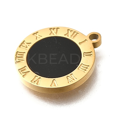 304 Stainless Steel Roman Numbers Flat Round Charms STAS-Q348-24G-1
