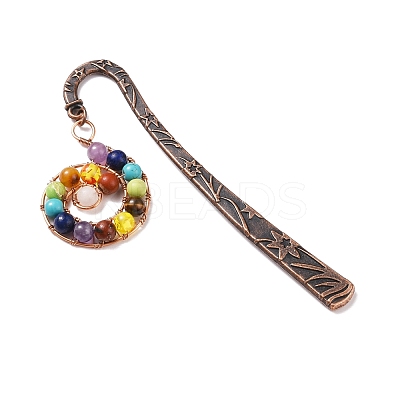 Chakra Theme Gemstone Beaded Bookmarks AJEW-JK00178-1
