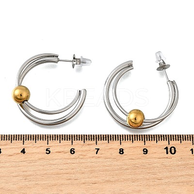 304 Stainless Steel Two Tone Stud Earrings EJEW-S263-02GP-1