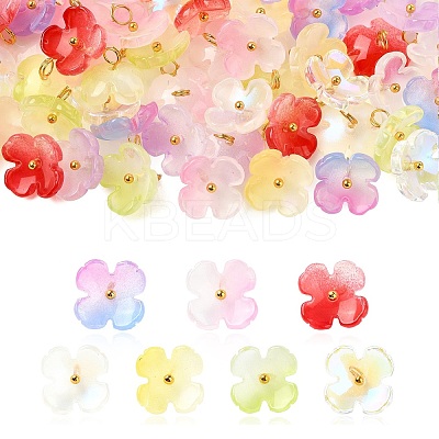80Pcs 8 Colors Gradient Color Glass Pendants PALLOY-CJ00067-1