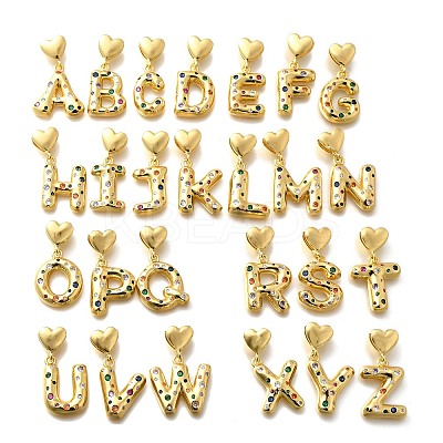 26Pcs Brass Micro Pave Cubic Zirconia Pendants KK-R218-12G-1