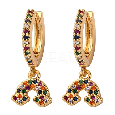Rainbow Brass Micro Pave Cubic Zirconia Hoop Earrings EJEW-F384-13G-1