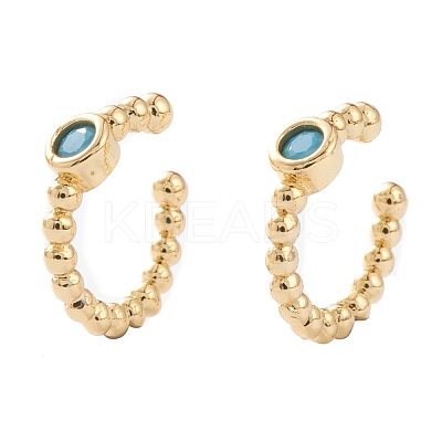 Brass Micro Pave Cubic Zirconia Cuff Earrings EJEW-H109-01A-G-1