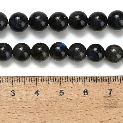 Natural Black Labradorite Beads Strands G-L642-B15-8mm-1