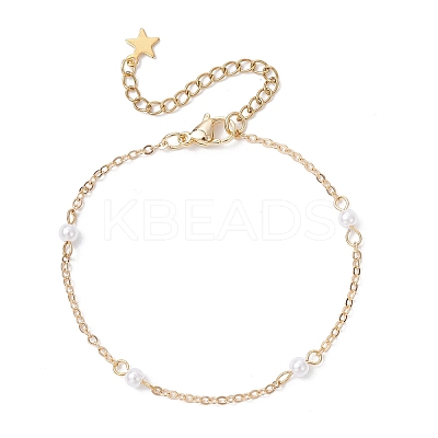 ABS Plastic Imitation Pearl Beads Link Bracelets NJEW-JB12195-02-1