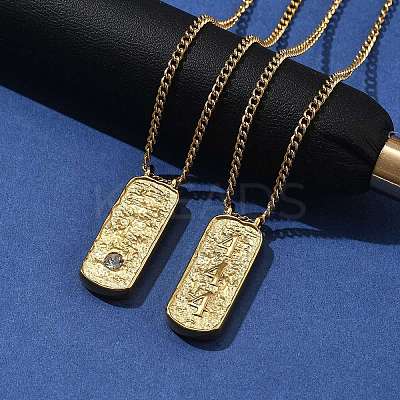 304 Stainless Steel Rectangle Number Pendant Necklaces NJEW-D300-01G-04-1