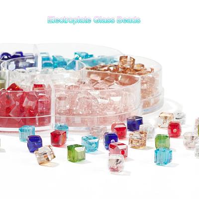 350Pcs 7 Colors Electroplate Glass Beads EGLA-YW0001-10-1