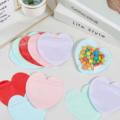 100Pcs 5 Colors Heart Jewelry Zip Top Bag FIND-SP0003-87-1