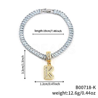 Fashionable Brass Micro Pave Clear Cubic Zirconia Charm Bracelets AF9298-11-1