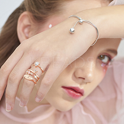 21Pcs 21 Styles Rectangle & Horse Eye & Teardrop & Leaf & Moon & Star & Heart Alloy Finger Rings RJEW-AN0001-15-1