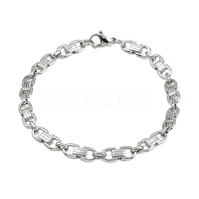 304 Stainless Steel Chain Bracelets for Women Men BJEW-Z143-28P-1