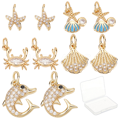 10Pcs 5 Style Brass Charms KK-SC0004-90-1