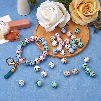 WEWAYSMILE 50Pcs 5 Styles 15mm Silicone Round Beads Making Kit JX486A-1