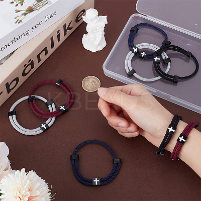 8Pcs 4 Colors Braided Rope Polyester Cord Bracelets BJEW-UN0001-55-1