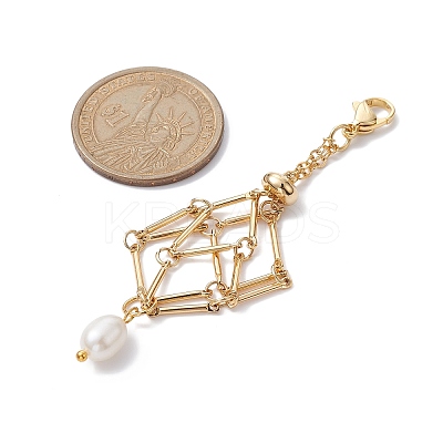 Brass Macrame Pouch Empty Stone Holder Pendant Decoration HJEW-JM01286-1