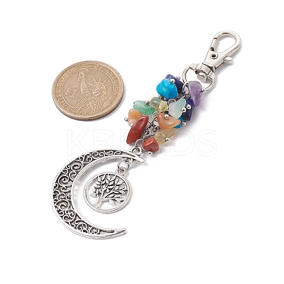 Natural & Synthetic Mixed Gemstone Chip Pendant Decorations HJEW-JM01685-04-1