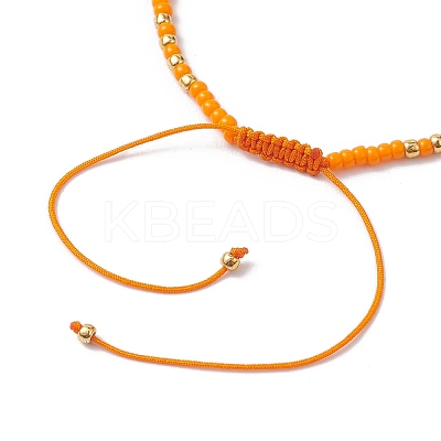 Bohemian Style Natural Sunstone & Glass Braided Bead Bracelet BJEW-JB10136-03-1