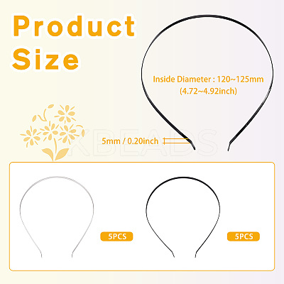 10Pcs 2 Colors Electrophoresis Hair Accessories Iron Hair Band Findings OHAR-TA0001-07-1