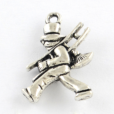 Tibetan Style Chimney Sweep Alloy Pendants X-TIBEP-Q054-08AS-RS-1