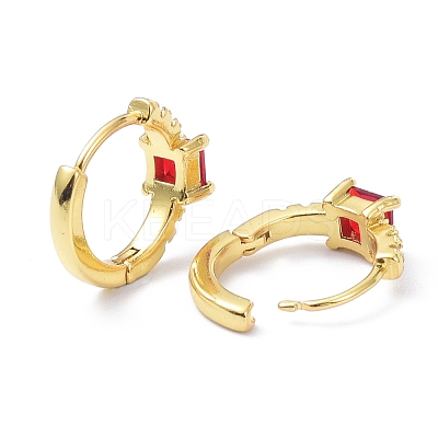 Brass Inlaid Cubic Zirconia Hoop Earrings ZIRC-P090-16G-B-1