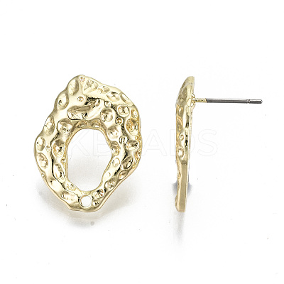 Rack Plating Hammered Alloy Stud Earring Findings PALLOY-N155-65-NR-1