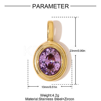 304 Stainless Steel Micro Pave Cubic Zirconia Pendants STAS-OY007-58G-1