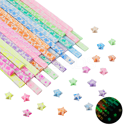 630Pcs 3 Colors Luminous Lucky Star Origami Paper DIY-SC0027-37-1