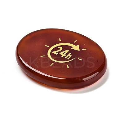 24H Carved Natural Carnelian Flat Oval Pocket Palm Stones DIY-XCP0003-62-1