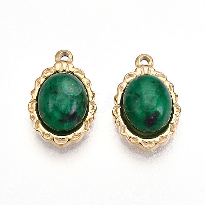 Natural Green Spot Jasper Pendants STAS-T064-61A-1