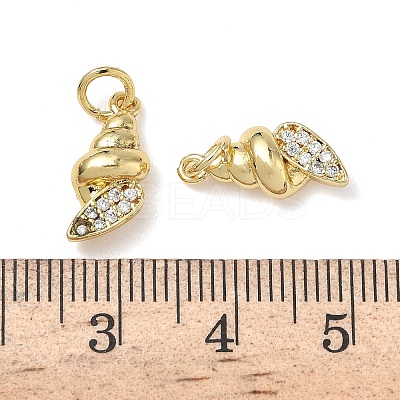 Brass Micro Pave Clear Cubic Zirconia Charms KK-L253-23G-01-1