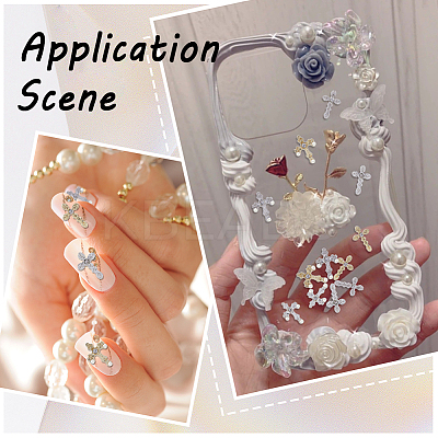 60Pcs 6 Styles Alloy Rhinestone Cabochons MRMJ-SC0001-17-1