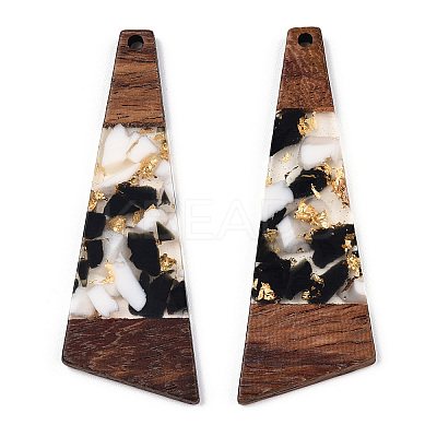 Transparent Resin & Walnut Wood Big Pendants RESI-TAC0017-71-A01-1