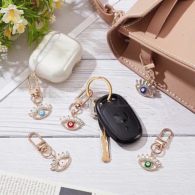 5Pcs 5 Colors Evil Eye Alloy Rhinestones Pendant Decoration HJEW-NB0001-74-1
