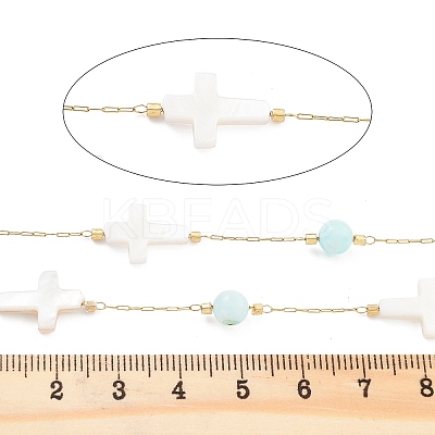 Handmade Round & Cross Natural Shell Beaded Chains CHS-P019-03G-C-1