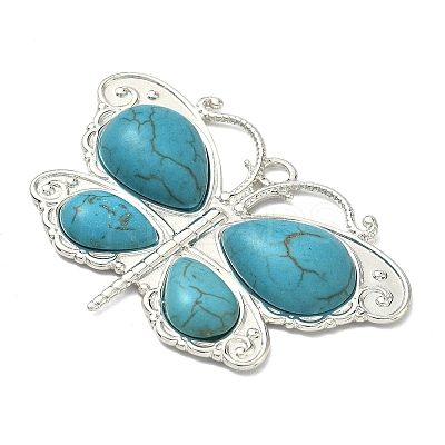 304 Stainless Steel with Dyed Synthetic Turquoise Pendants STAS-G374-05S-11-1